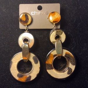 Chico's Leopard Print Gold Tone Earrings
